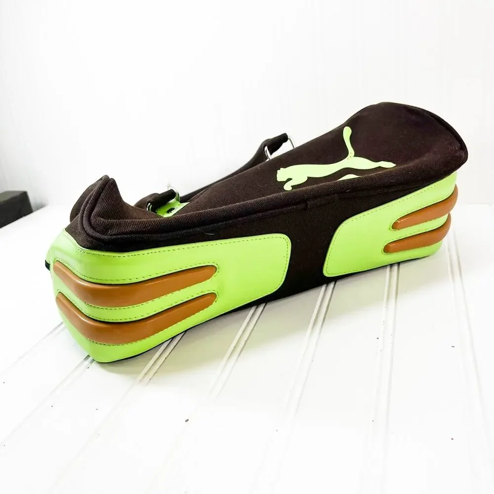 PUMA‎ Weekend Bag Dark Brown & Green Puma Purse With Tags Barrel Bag NWT
